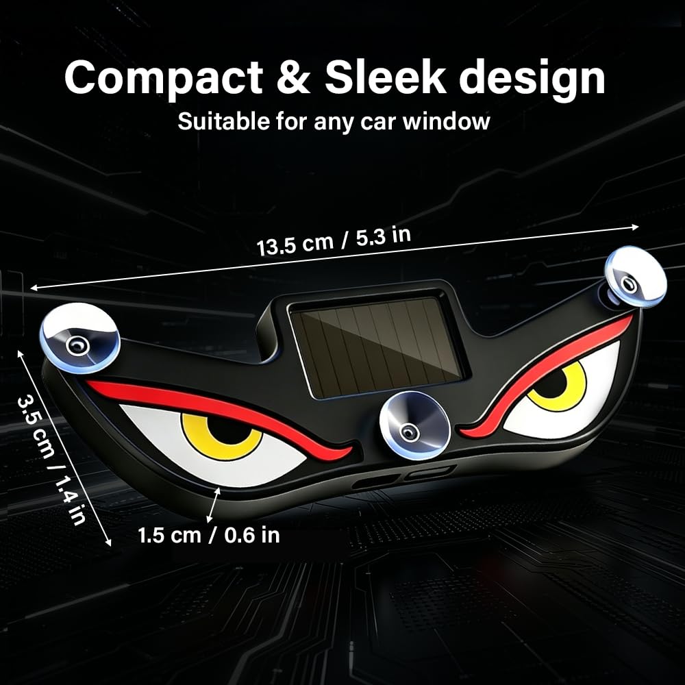 Solar Demon Eye LED Car Window Light, 2 Stück Dynamisches Dämon Augen LED Licht, Led Augen, USB-C Aufladbar Augenlicht für Windschutzscheibe mit 5 Beleuchtungsmodi, Blink und Atemmodus