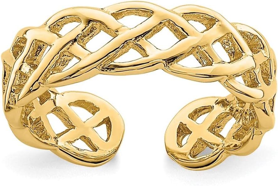 14k Yellow Gold Polished Braided Toe Ring
