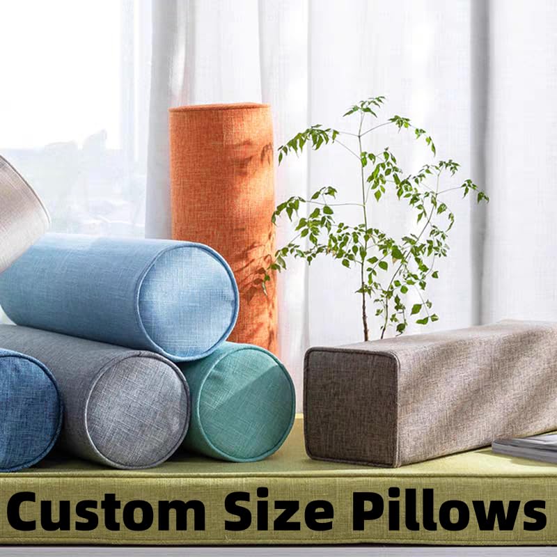 SINCERE Almohadas de refuerzo personalizadas, cortadas a medida, reposabrazos cilíndrico redondo, soporte para columna vertebral y cuello, 3 telas personalizadas para uso en interiores y exteriores