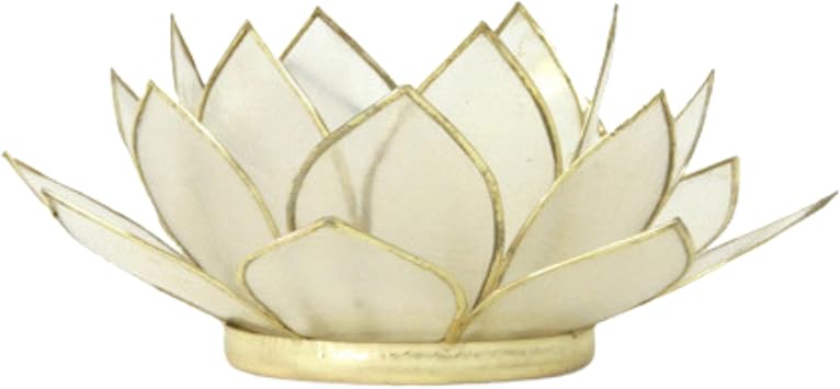 Om Gallery Gemstone Lotus Tea Light Holder, Candle Styling, Pearl