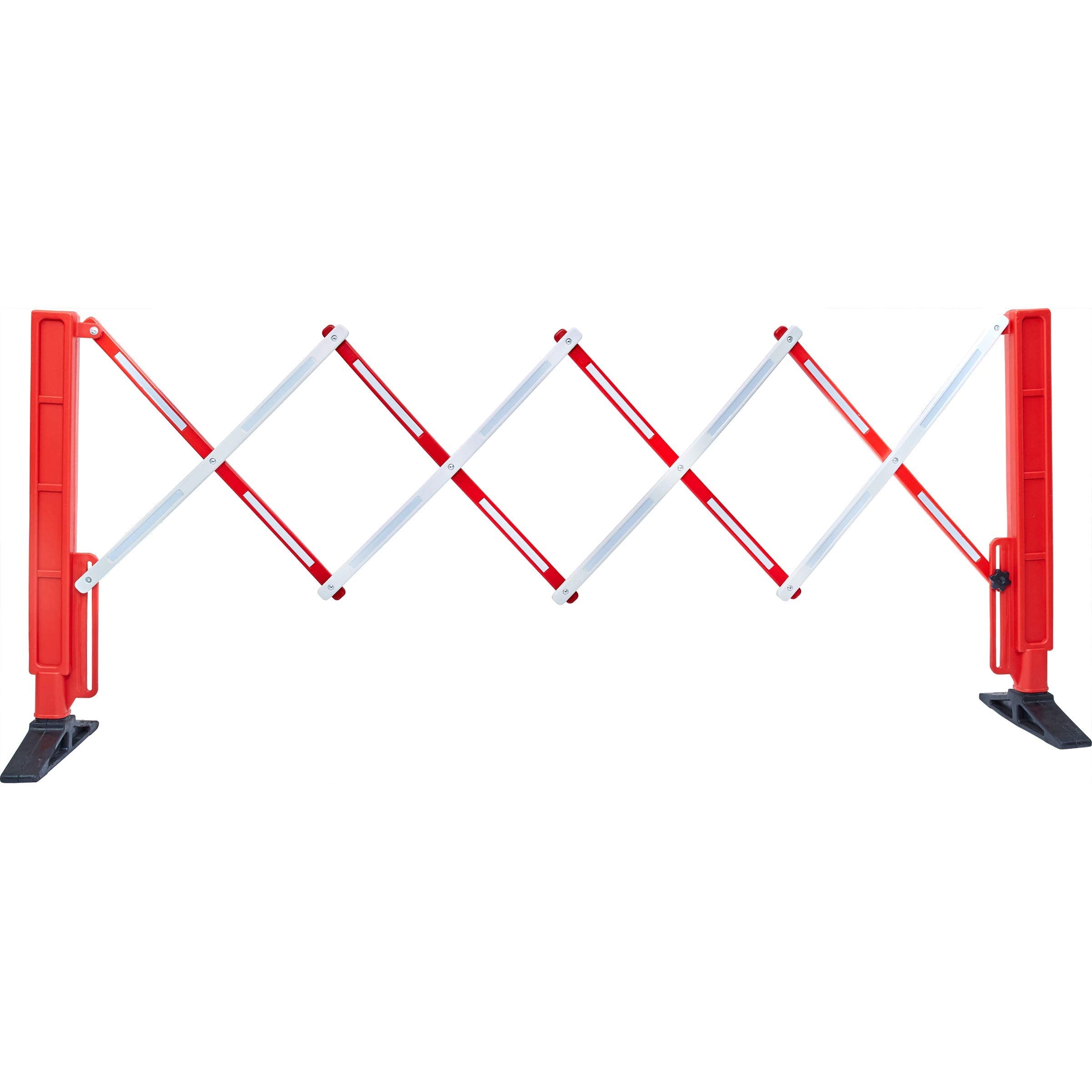 Expandable Mobile Concertina Safety Barrier, Red & White Plastic