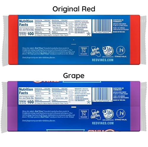 Red Vines Licorice Variety Pack, Red and Grape Flavor, 5oz Trays (6 Pack), Soft & Chewy Candy Twists