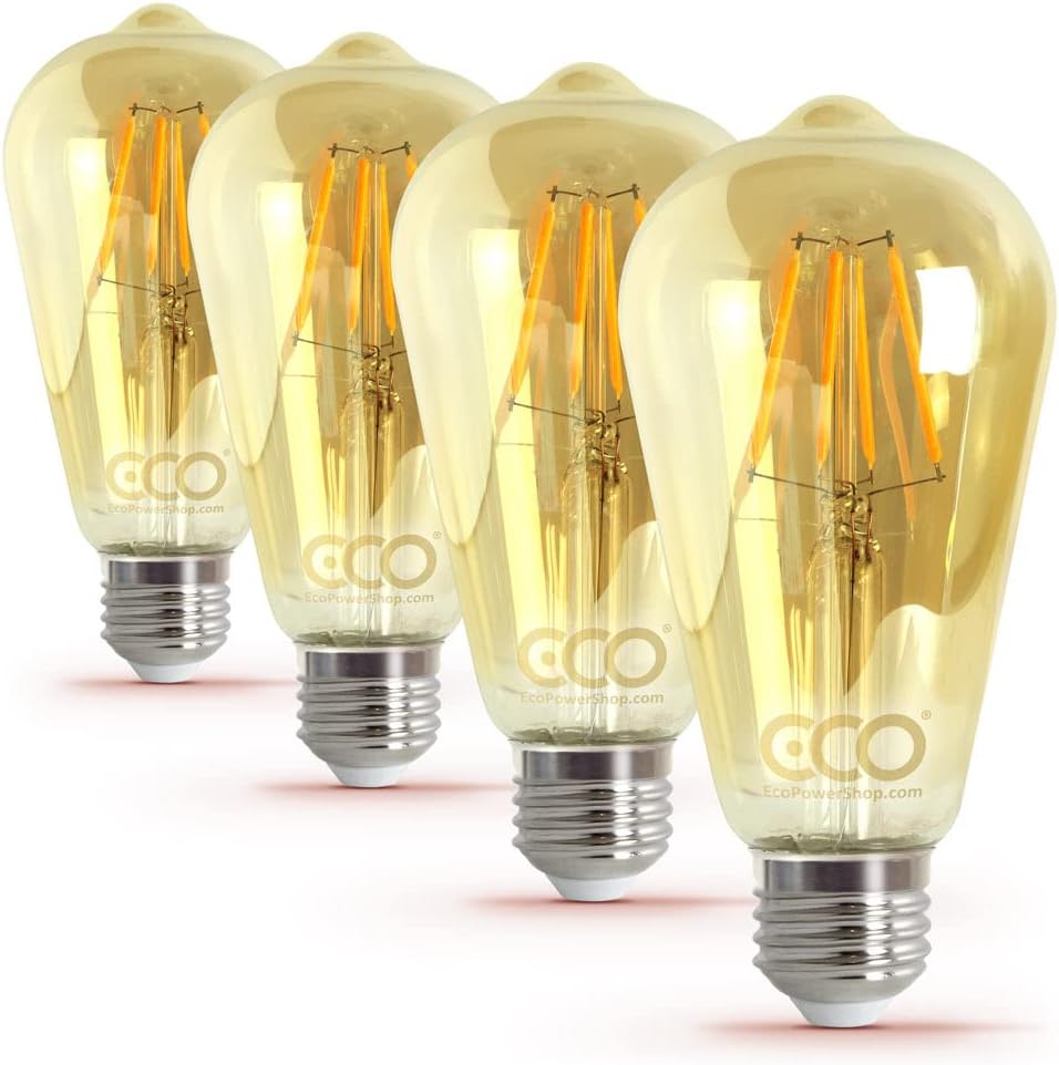 ECO Dimmable Vintage LED Edison Light Bulb, ST64 Pear Shape, E27 Screw, Amber Glass, 40W Equivalent, 4W LED, 320 Lumens