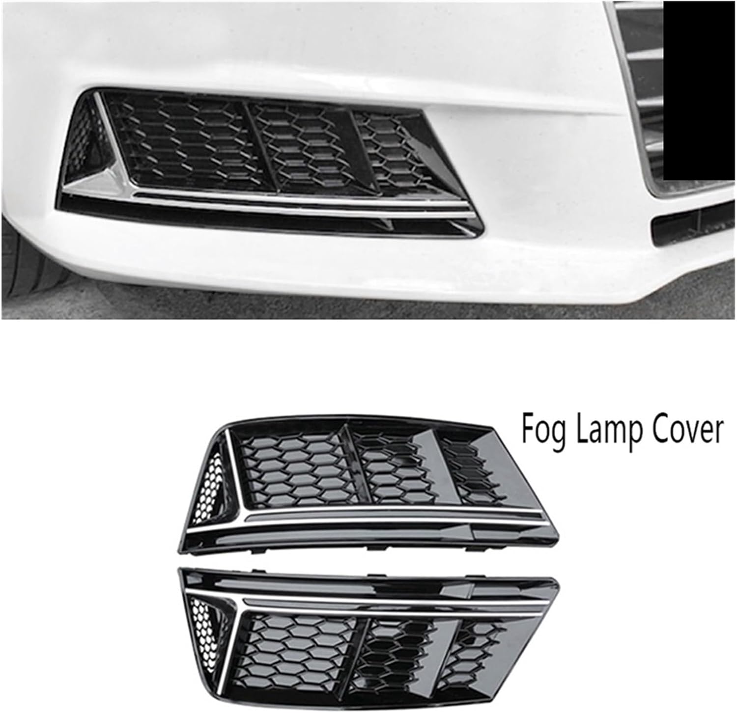 Compatible For Audi A4 B9 Standard Bumper 2016-2019 Front Bumper Fog Lamp Cover Fog Light Trim Honeycomb Mesh Grilles