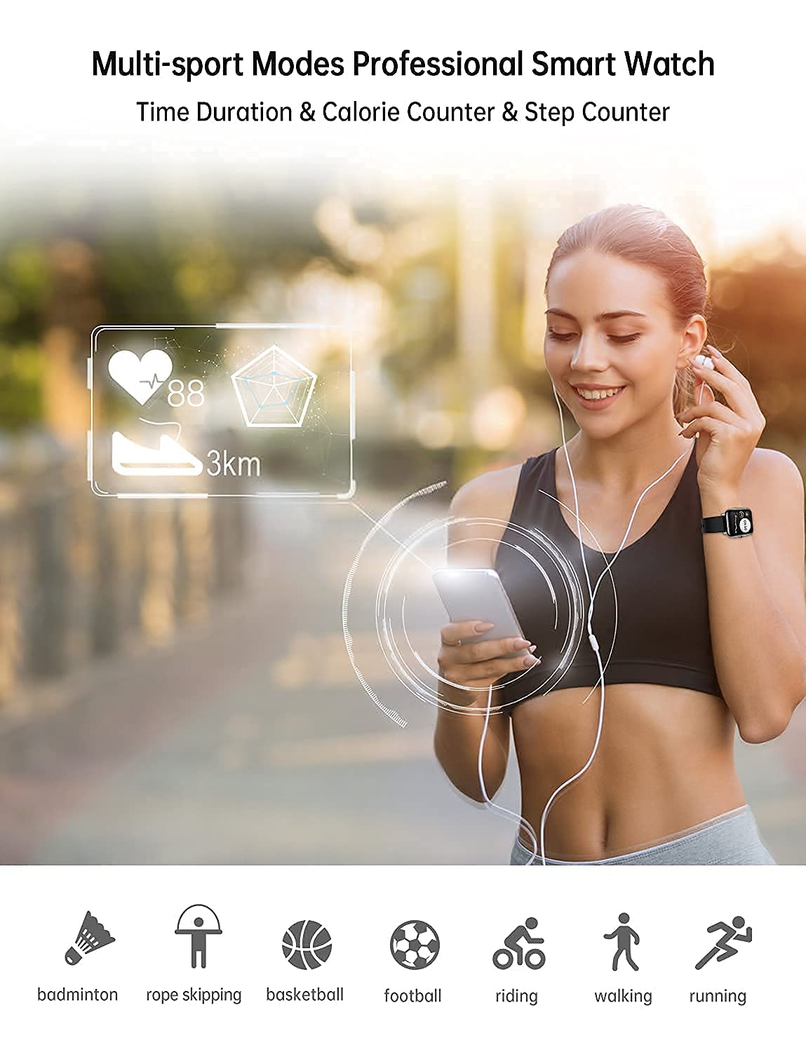 Smart Watch, Popglory Smartwatch with Blood Pressure, Blood Oxygen Monitor,  Fitness Tracker with Heart Rate Monitor, Full Touch Fitness Watch for  Android \u0026 iOS for Men Women (Dark): Smartwatches: Amazon.com.au
