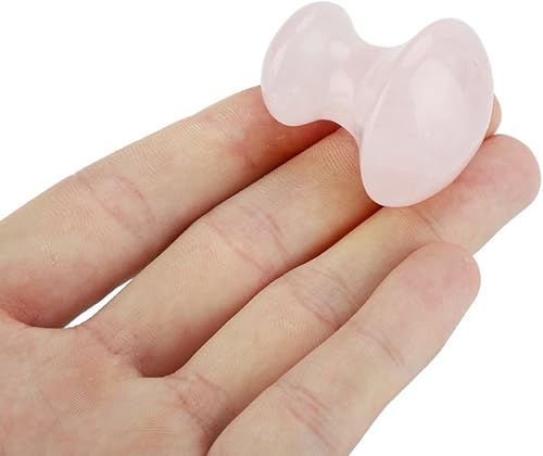 Miniatura 6 de Walfront Sha - Masajeador facial con forma de hongo y piedra rosa, pinzón rosa, rodillo de jade de cuarzo rosa, herramienta de masaje para esculpir