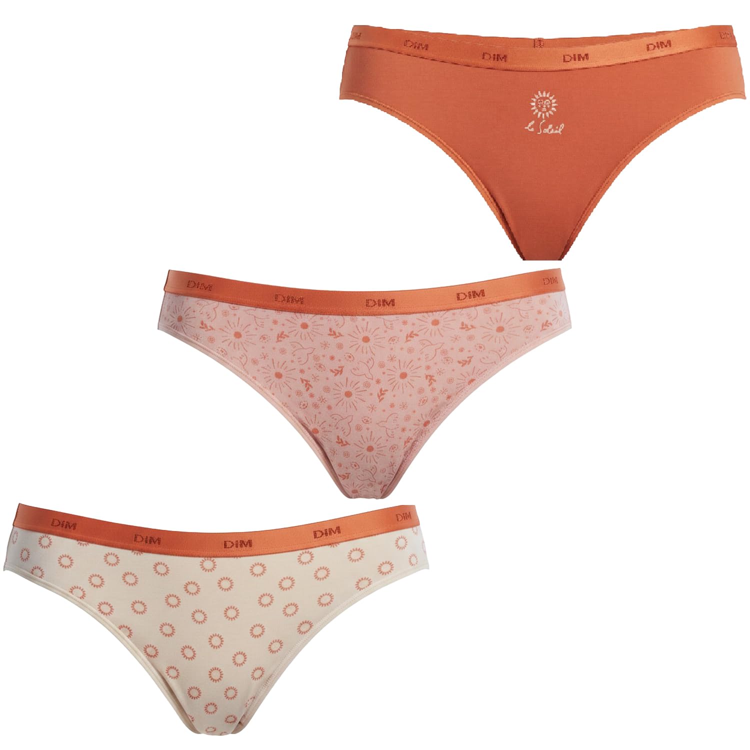 DIM Women's Pockets Cotton x3 | Multicoloured Briefs | Comfort Cotton & Elastane | Soft Waistband | Everyday Style