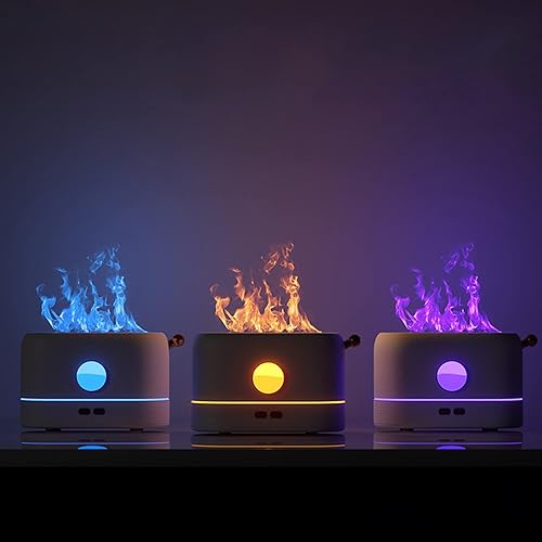Humidificador de llama, tres tipos de difusor de llama con difusor de aceite esencial y apagado inteligente, aplicable a hogar, oficina y regalos