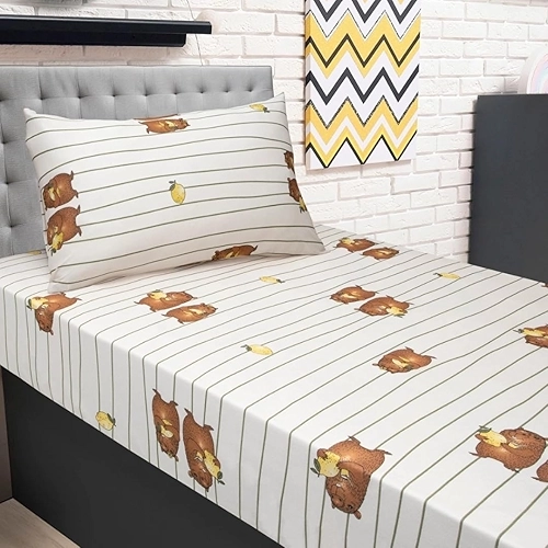 Portallar, Jogo Cama Infantil Capivara Solteiro C/Elástico 2 Pçs Malha