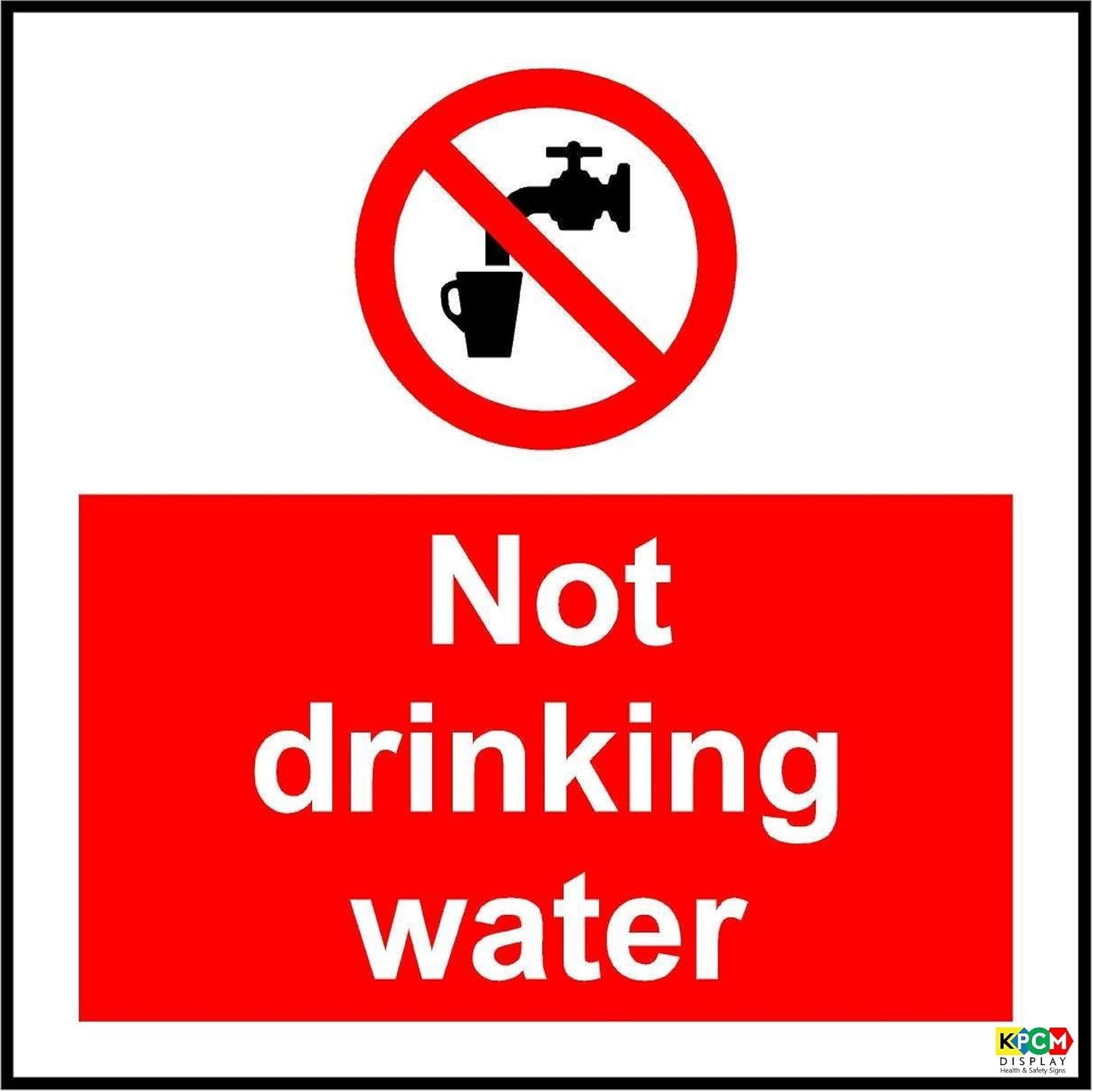 Prohibition Not Drinking Water Sign - Self Adhesive Sticker 100mm x 100mm Case (Pack of 20)