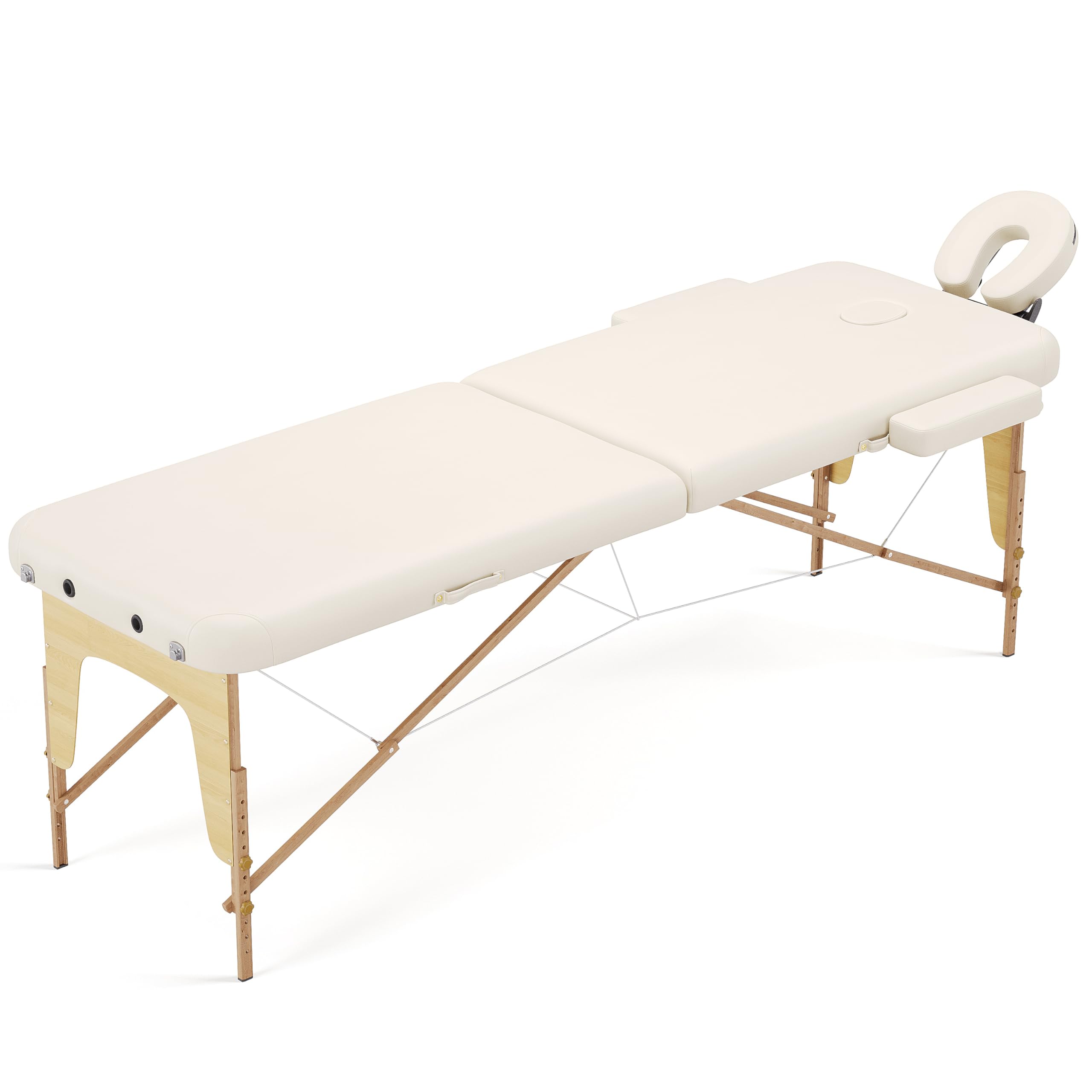 BELTOM® Table de Massage 2 Zones Portables Cosmetique lit esthetique avec Panneau Reiki - Crème