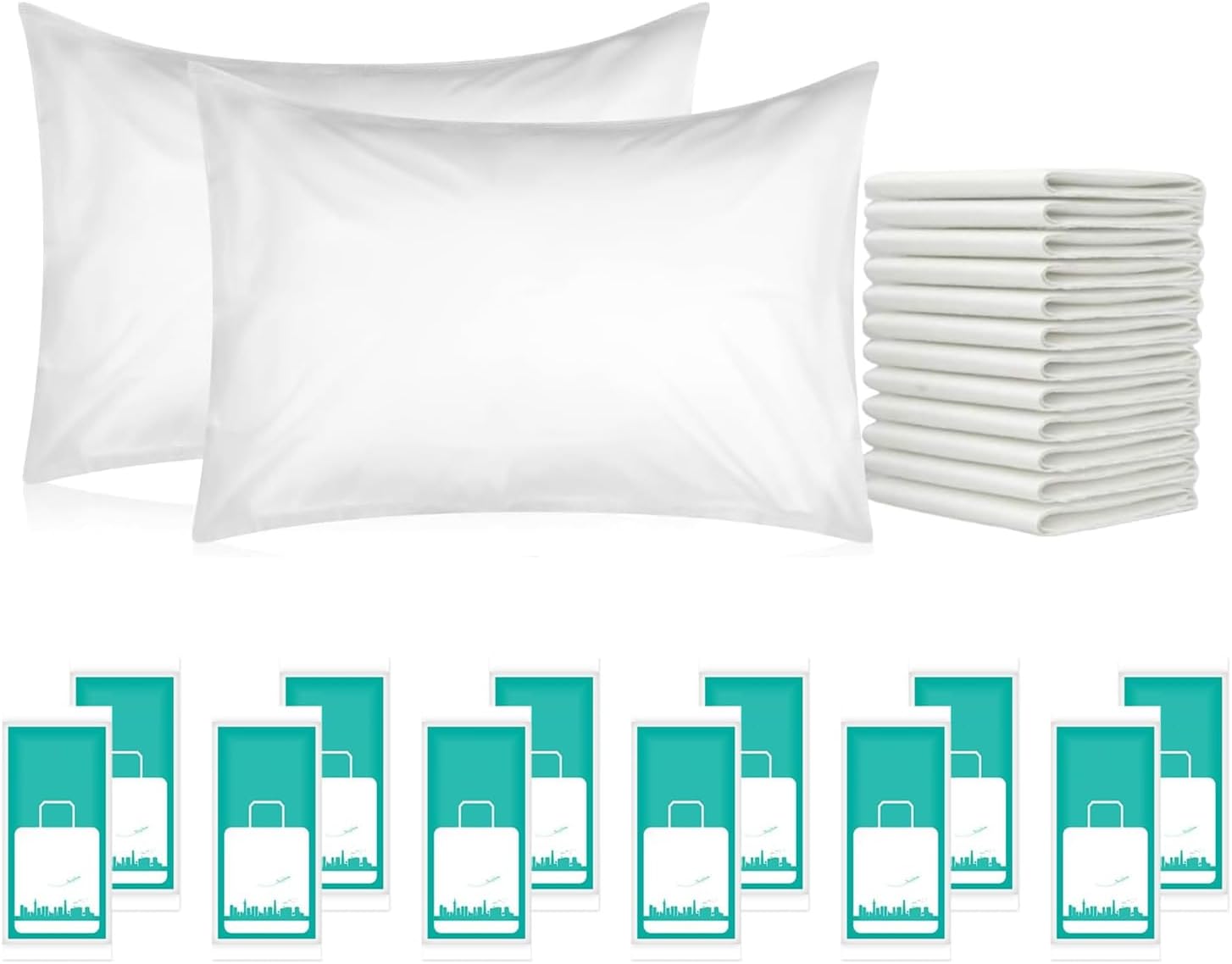 12 Pcs Disposable Pillow Case Non Woven Pillow Covers Bulk for Medical Travel Hotel Bedroom Home Bedding Portable Supplies, 33'' x 20''