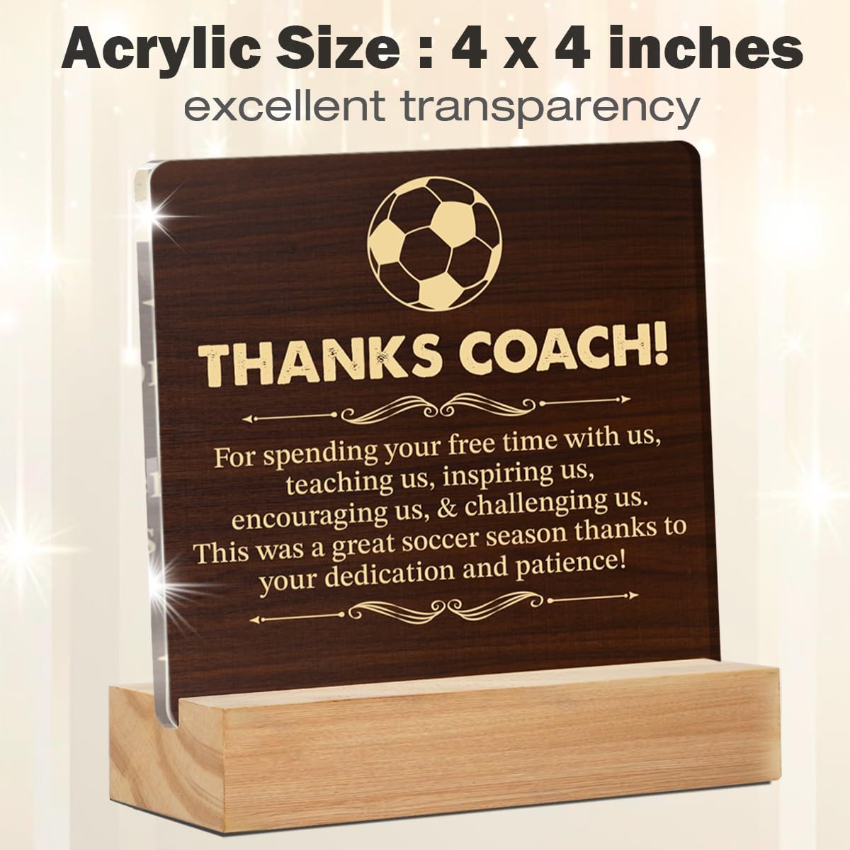 Best Soccer Coach Gifts for Men Women Appreciation Gifts for Soccer Coach, Thanks Coach Soccer Acrylic Desk Plaque Sign Keepsake 4 x 4 Inches - Image 2