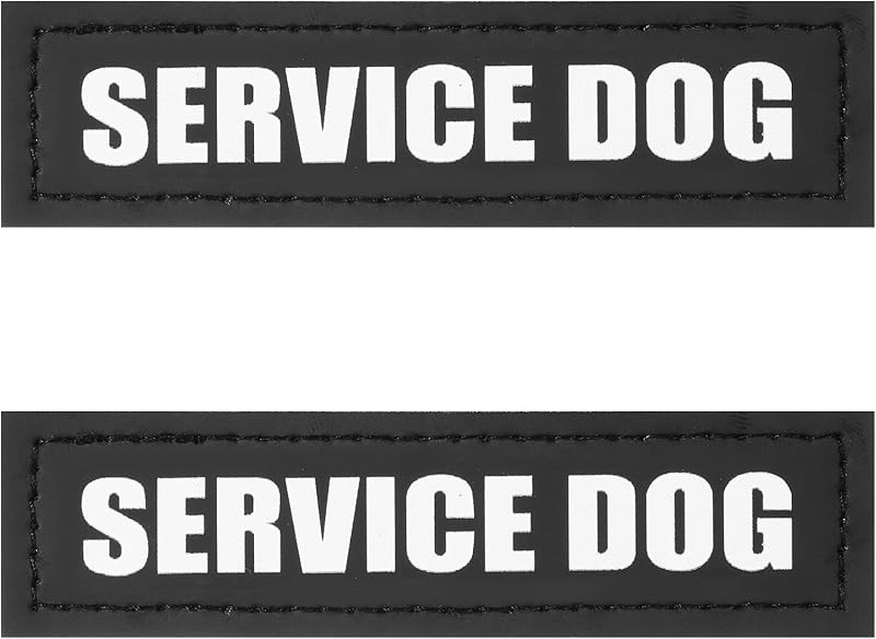 Patch para Peitoral de Cão de Serviço em Couro PU Preto e Branco, Pacote com 2
