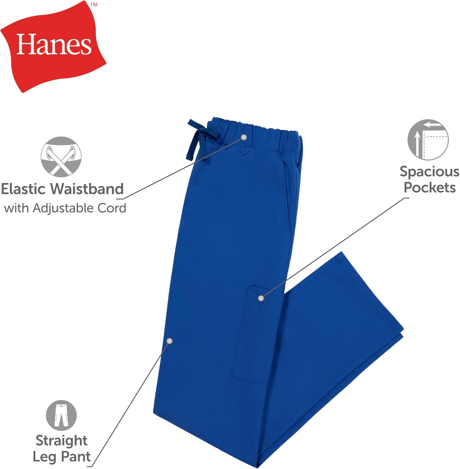 Hanes Mens Scrubs Healthcare Pants, Scrub Pants for Men, Moisture-Wicking & Odor Control, 5 Pockets - Image 5
