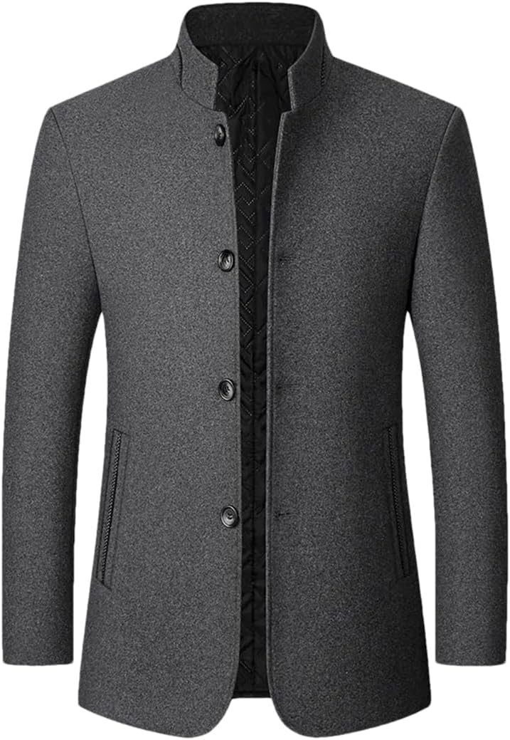 Haitpant Men Wool Blend Coat Winter Wild Overcoat Thicken Warm Jackets Trench Outerwear Stand Collar Wool Coat