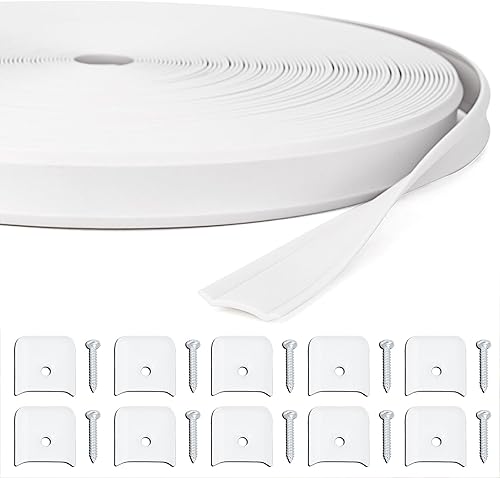 RV Insert Molding Trim, Trim Insert 1" with Flat Metal End Caps, Travel Trailer Screw Cover Trim, Door Corner Seal, Vinyl RV Corner Molding, 100Ft Camper Exterior Trim (White)