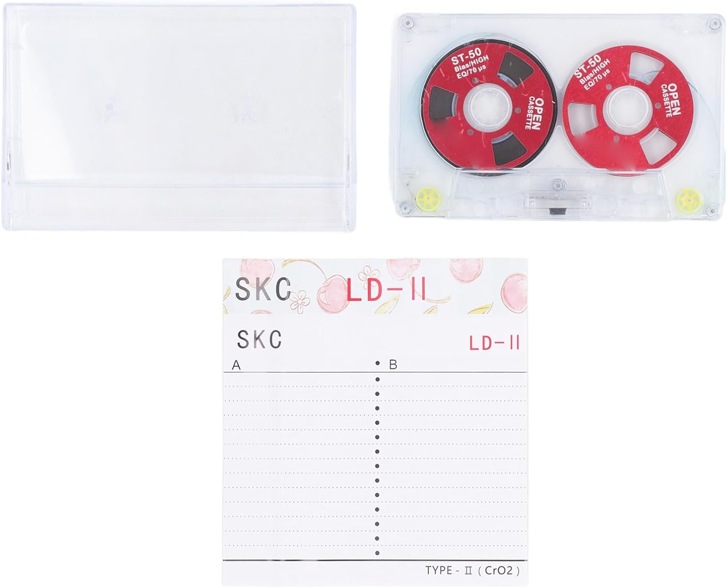 Cassette Tapes, 46 Minute Low Noise Audio Type I Type I Ferric Tape with Electroplated Metal Wheel PC Case for Conference Seminars Daily Recording (Red)