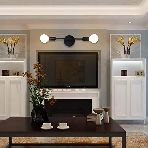 Miniatura 8 de BANGANMA Juego de 2 lámparas de tocador de baño, apliques de pared modernos color negro, apliques industriales de granja, lámparas de pared