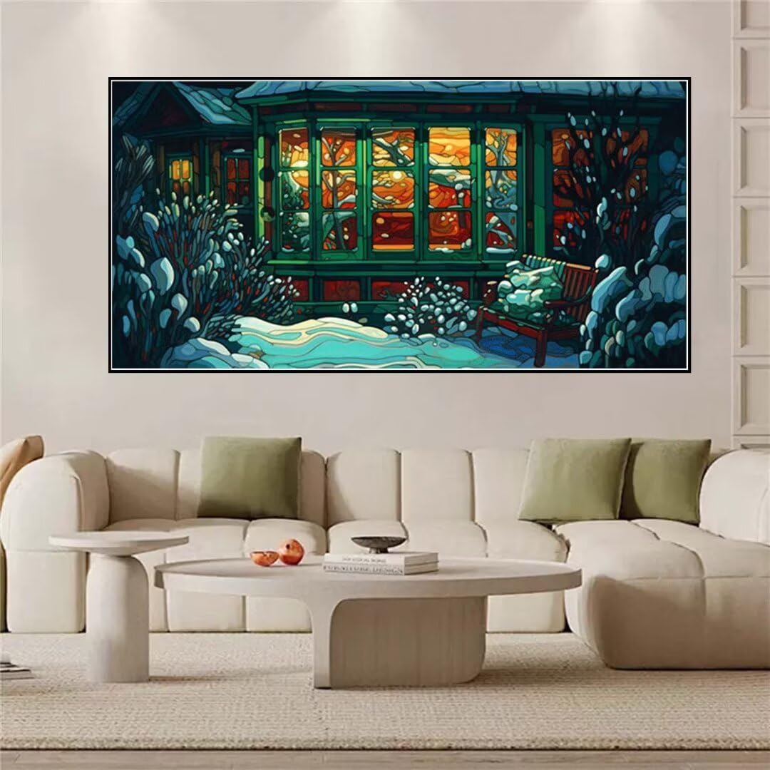 Diamond Painting Winter Diamond Painting Erwachsene Groß xxl 80x160cm, 5d DIY Diamante Painting Bilder Full Drill, Diamond Art Crystal Rhinestone Arts Crafts Gem Art Paints with Diamonds Wall Decor