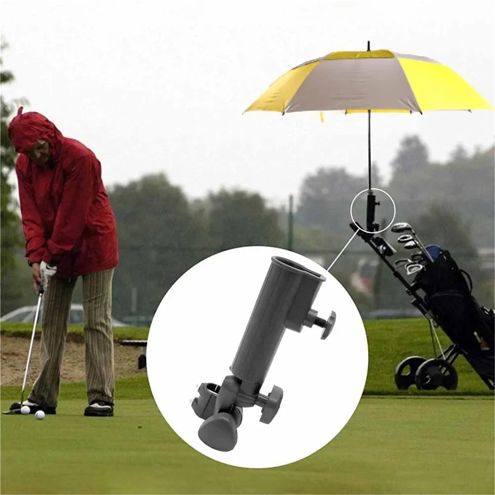 Golf Schirmhalter Golf-Schirmhalter, Verstellbarer Winkel, Schirm-Stützrahmen for Golfwagen, Rollstuhl(25cm)