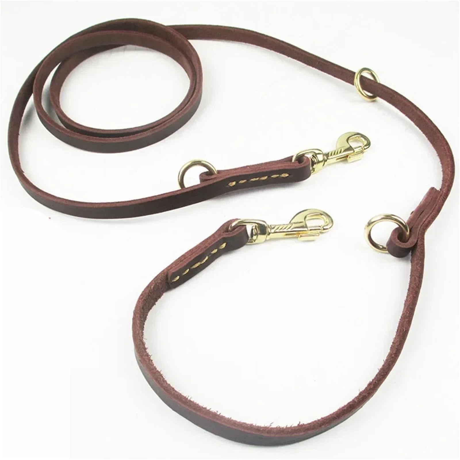 Laisse multifonctionnelle en Cuir véritable for Chiens de Petite, Moyenne et Grande Taille(Brown,1.0 * 240cm)