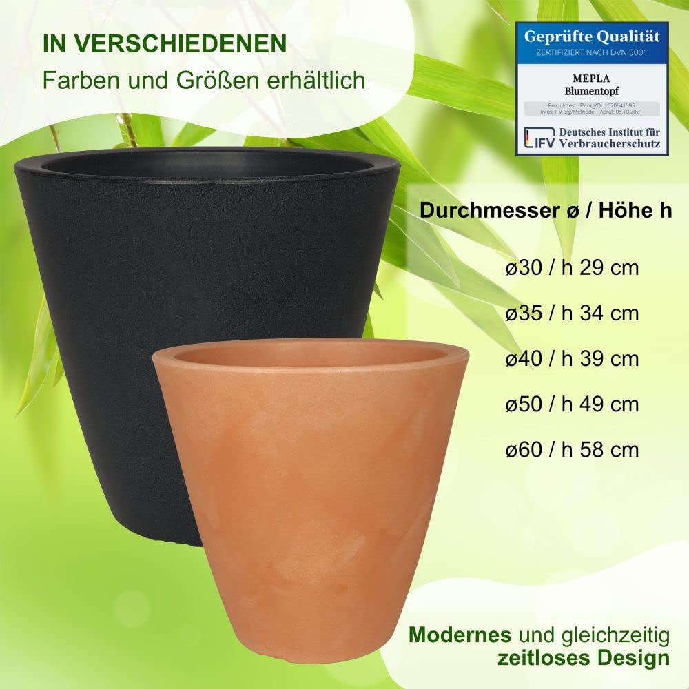 MePla Hochkübel Orvieto - runder Pflanzkübel - wetterfestes Pflanzgefäß - UV-beständiger Blumenkübel - Pflanzentopf - Kübel - ø50 H49 - anthrazit