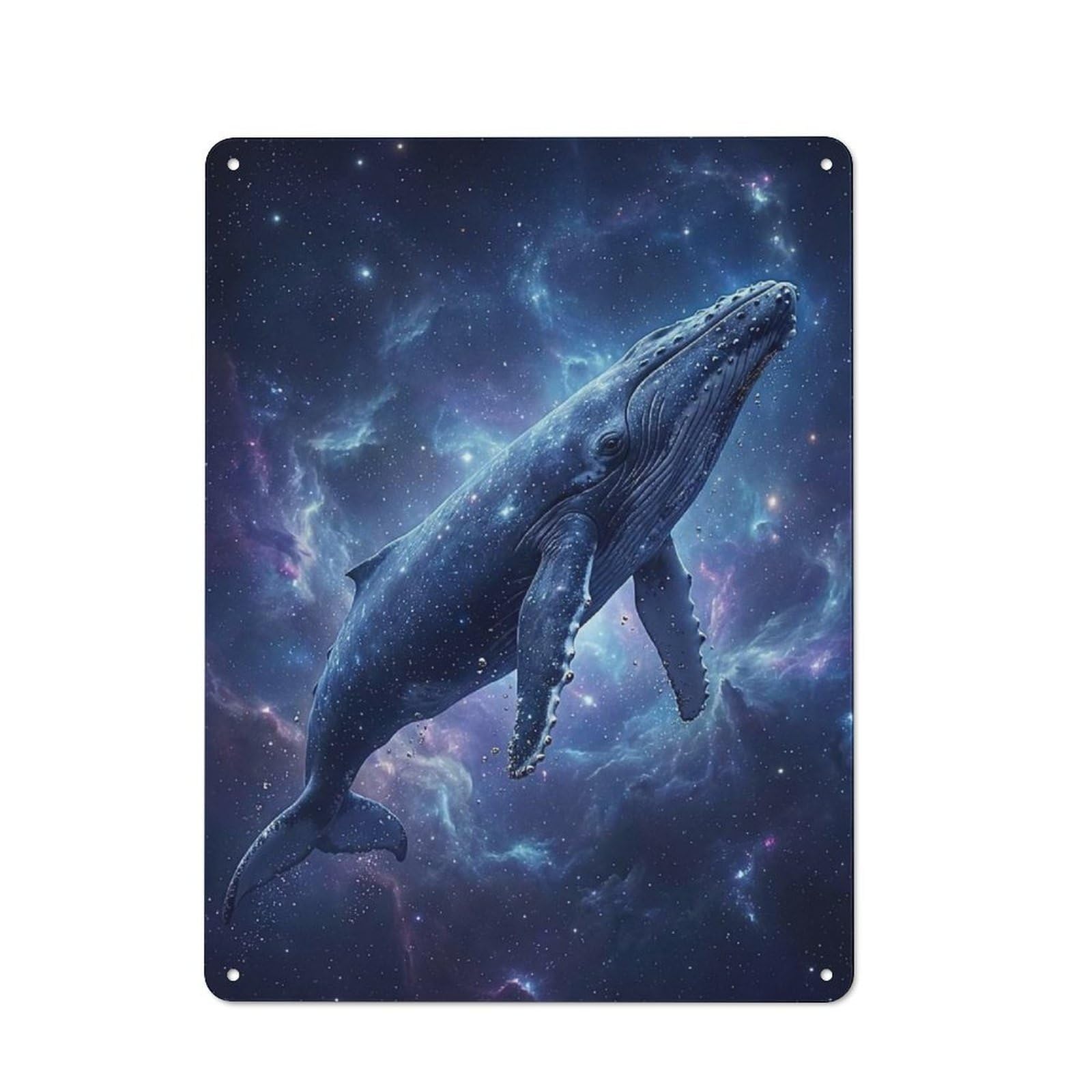 Cosmic Whale in Nebula Retro Tin Sign 40x30cm for Man Cave Or Games Room, for Collectors Decorating Games Rooms And Man Caves