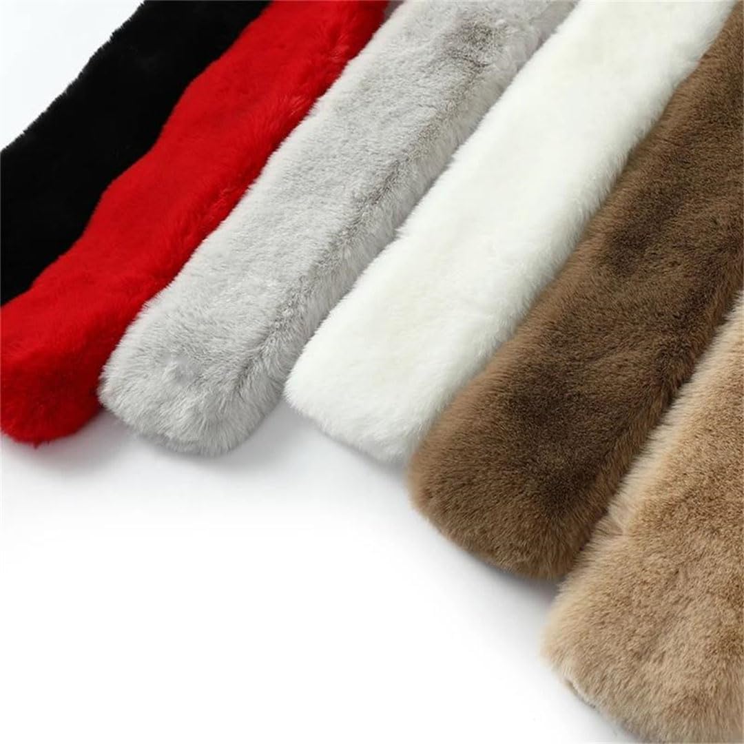 Women's Rabbit Fur Small Perforated Warm Neck Wrap Soft Fuzzy Animal Hair Cold Weather Accessory Scarves Skin