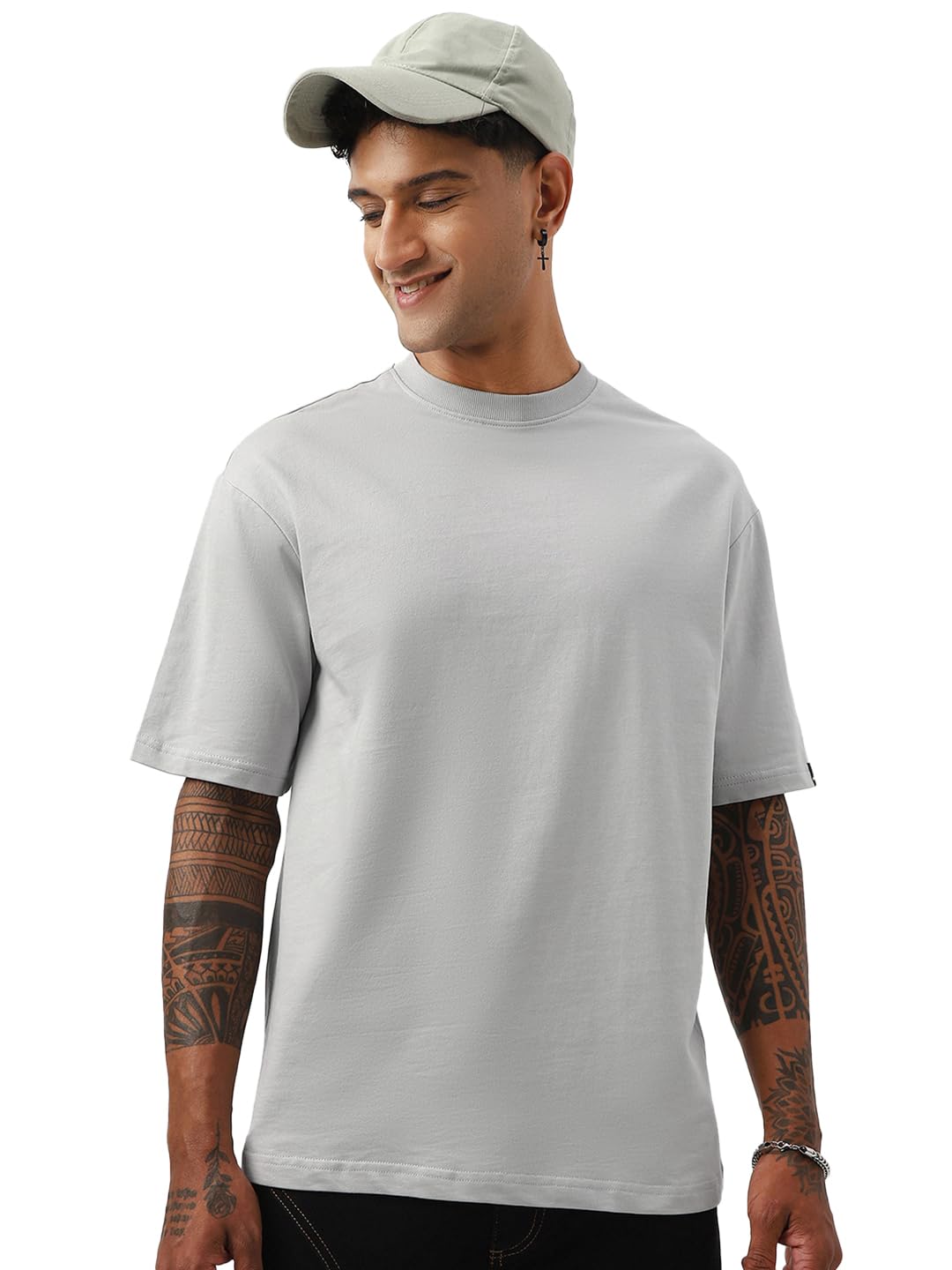 bewakoof Heavy Duty 1.0 Men's Solid Oversized Fit Half Sleeve Round Neck Terry T-Shirt-picture-29