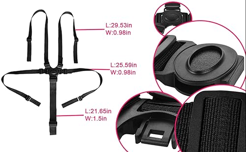 Miniatura 3 de Cinturón de seguridad de 5 puntos para cochecito, cochecito, cochecito, protección segura, correas ajustables para silla alta para bebé, cinturón de