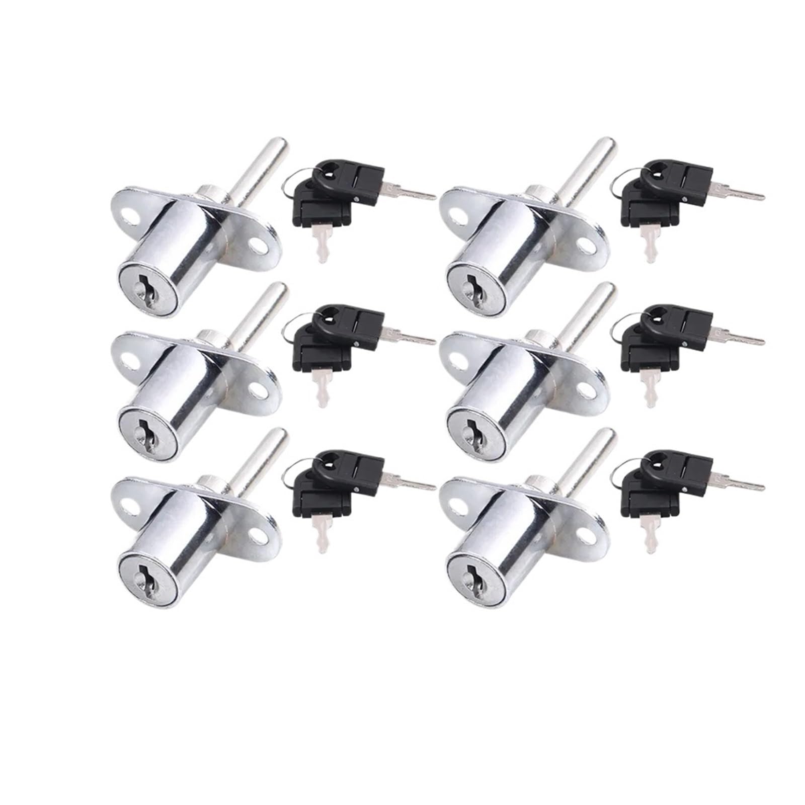 Ladfrtyu Silver 19Mm 6Pcs Drawer Lock Cylinder Cam Cylinder Triple Lock Office File Desk Cabinet Drawer Front Furniture Hardware Zinc Alloy Safety 16Mm/19Mm(Silver 19Mm 6Pcs)
