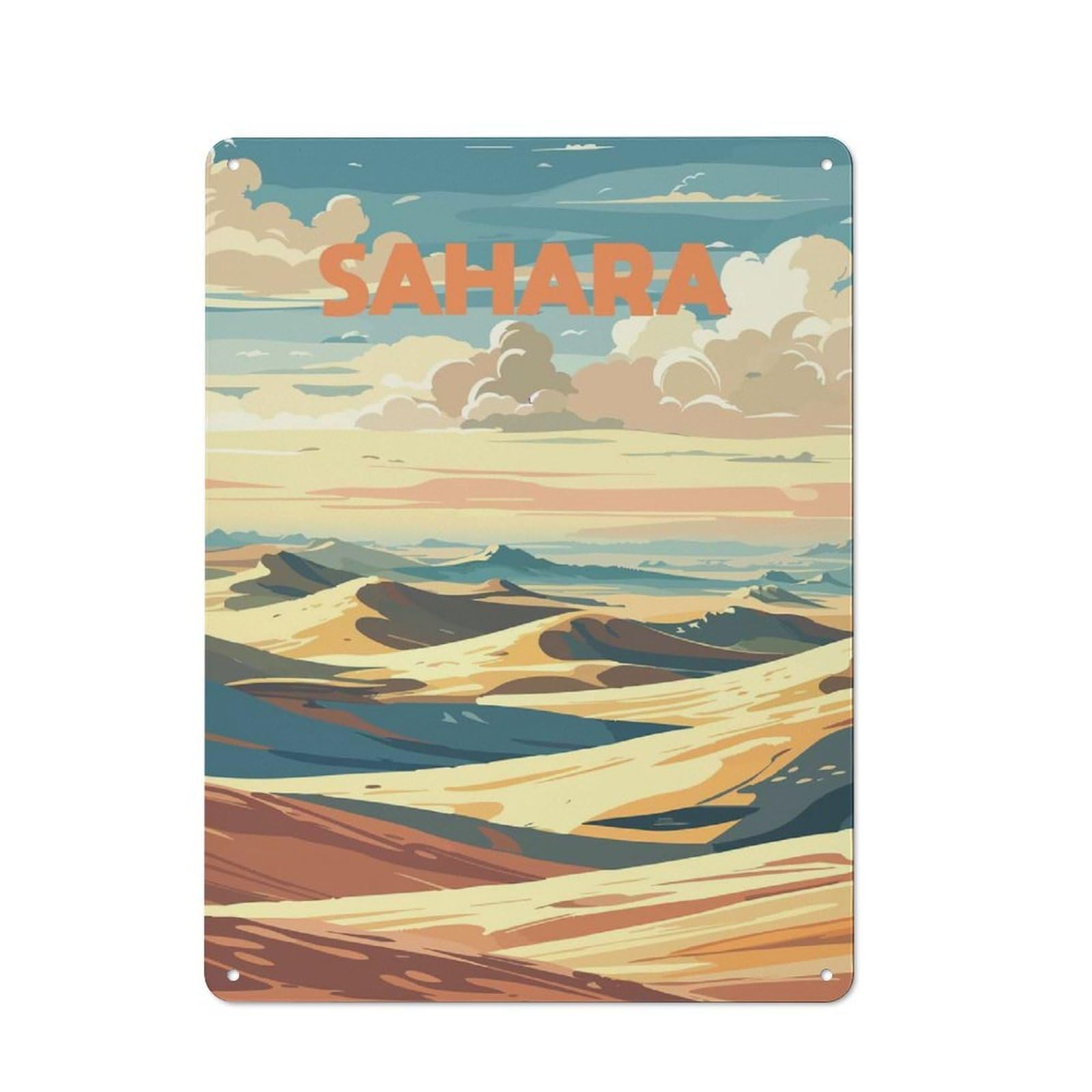 Junmoney Style-17 Metal Sign 40X30cm With Sahara Desert Landscape Art For Hallway Wall, Retro Decor, Gift For Hallway Decor Lovers During The Christmas Season