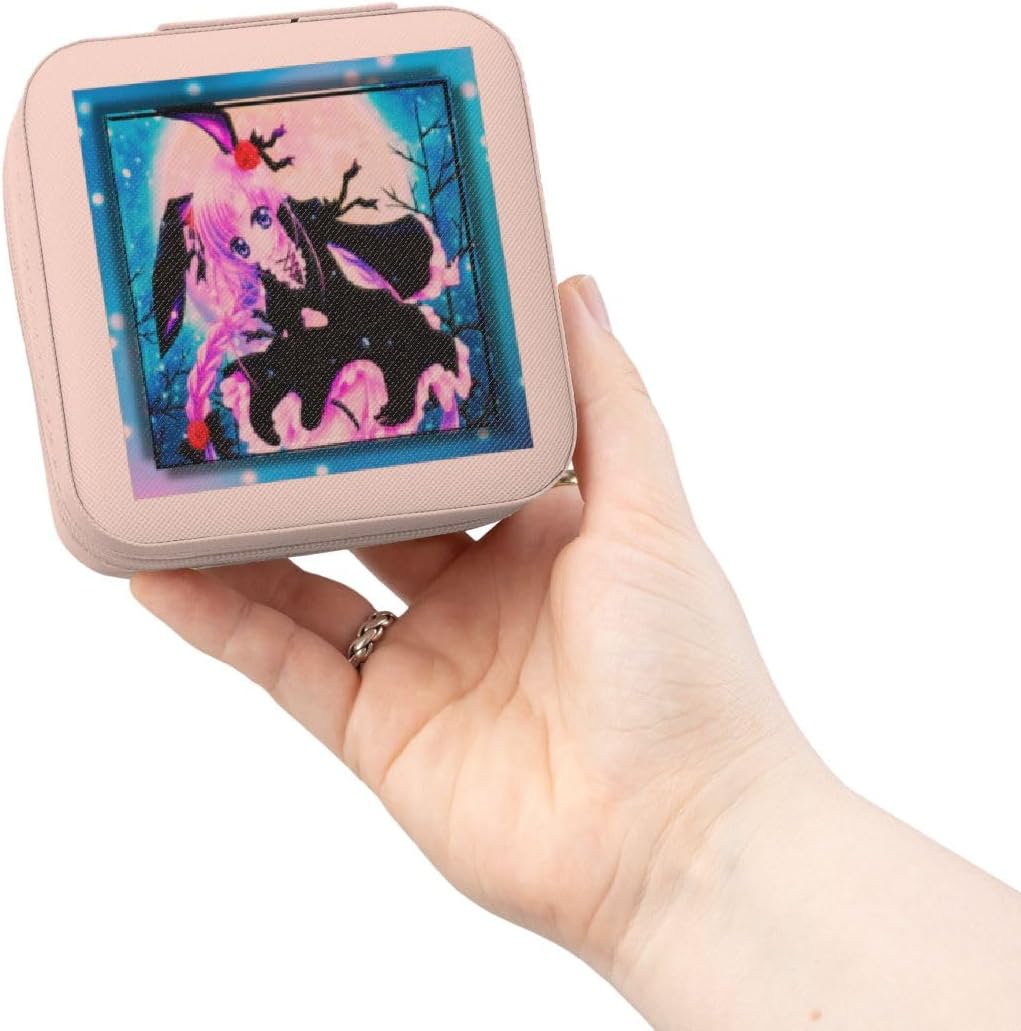3dRose Bunny Anime Jewelry Travel Case Pink