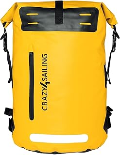 crazy4sailing® Wasserdichter Rucksack 35L (Gelb) - Robuster Rolltop Dry Bag mit 100% Wasserdichten Nähten, ideal für Segler & Outdoor-Abenteurer – Hiking Backpack, Kajak & Camping