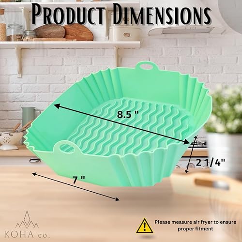 Miniatura 2 de Revestimientos de silicona para freidora de aire, paquete de 2 forros de silicona reutilizables para freidora de aire, cesta para freidora de aire,