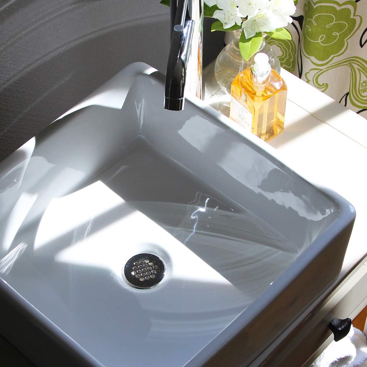 Nantucket Sinks NSV107A 15" Square, White Ceramic Vessel Sink