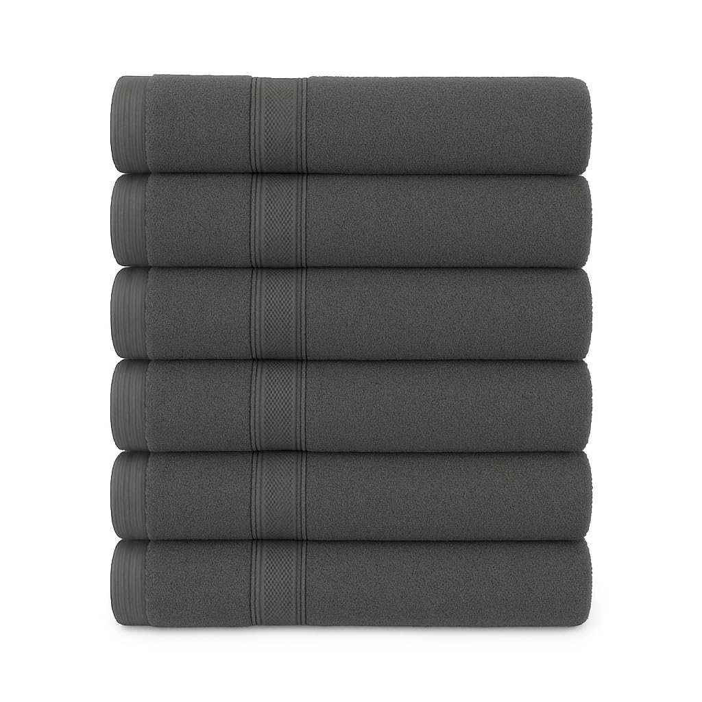 Diamond Tex Bathroom Towel Set of 6 (2 Bath Sheets 2 Hand Towels 2 Face Cloths) Quick Dry Soft Absorbent Shower Towels with Hanging Loop 100% Cotton 6000GSM Towels