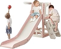 Baotree Toddler Climber Slide with Storage, Non-Slip Steps, Basketball Hoop & Telescope - Indoor/Outdoor Playset Ages 1-8