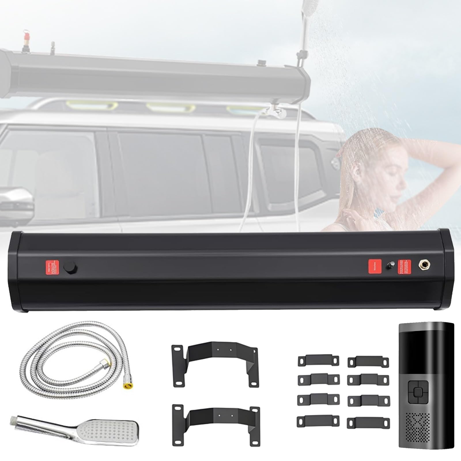 Druckwassertank für Campingdusche, elektrische Außendusche mit Pumpe, Solar-Dachdusche für Fahrzeuge, LKWs und SUVs – 18 l20 l30 l Fassungsvermögen