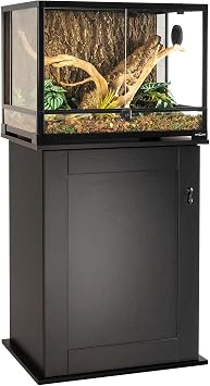 REPTIZOO Reptile Terrarium Stand Wooden Terrarium Cabinet with Storage and Adjustable Shelf, Reptile Tank Stand for 24Wx18D Terrarium, Aquarium Stand Fish Tank Stand Stand Only