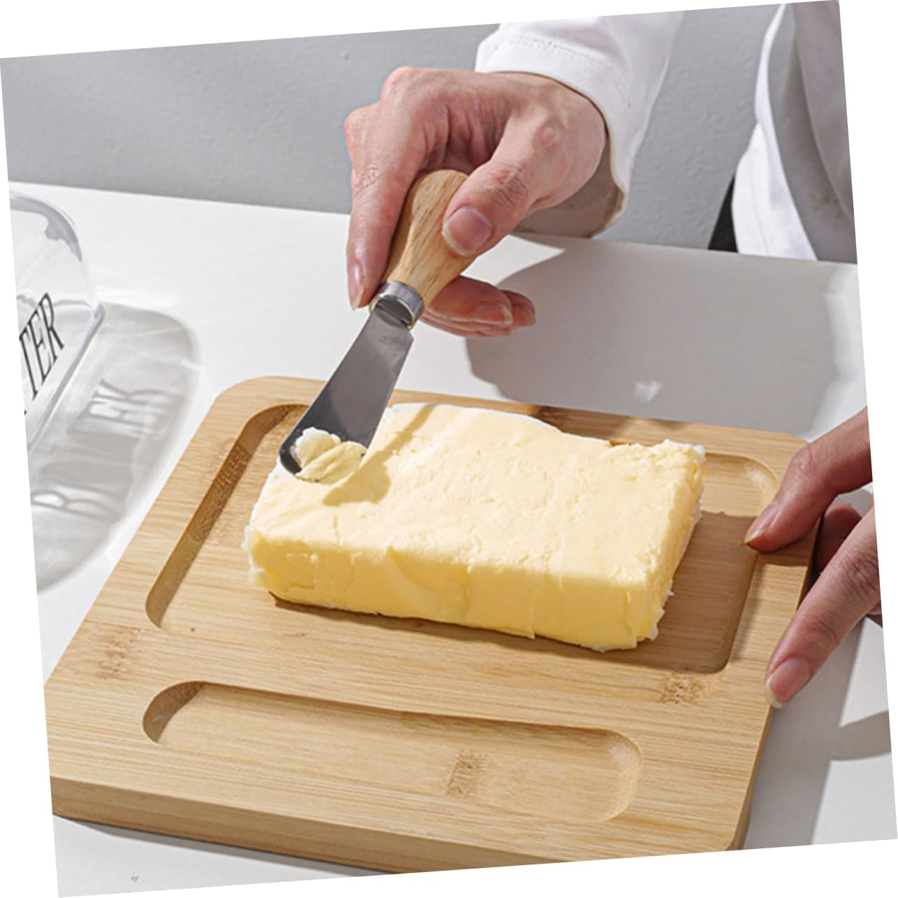 Ter Storage Box Cutting Lid White Butter Dish Modern Butter Box for Refrigerator Large Butter Container