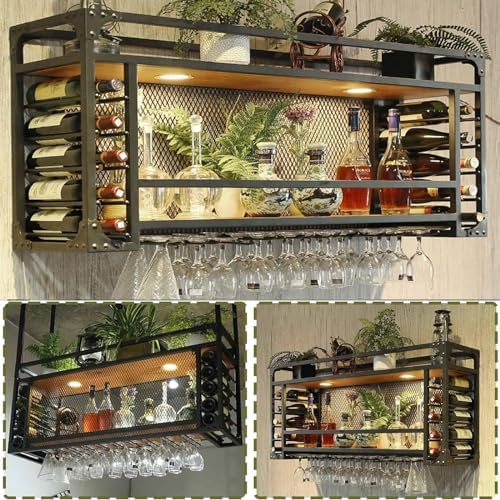 Retail Display Stand Grid Panel for Floor & Wall Mount LED Wine Glass Holder Multi-Functional Floating Shelves for Home & Bar Versatile Presentation Rack