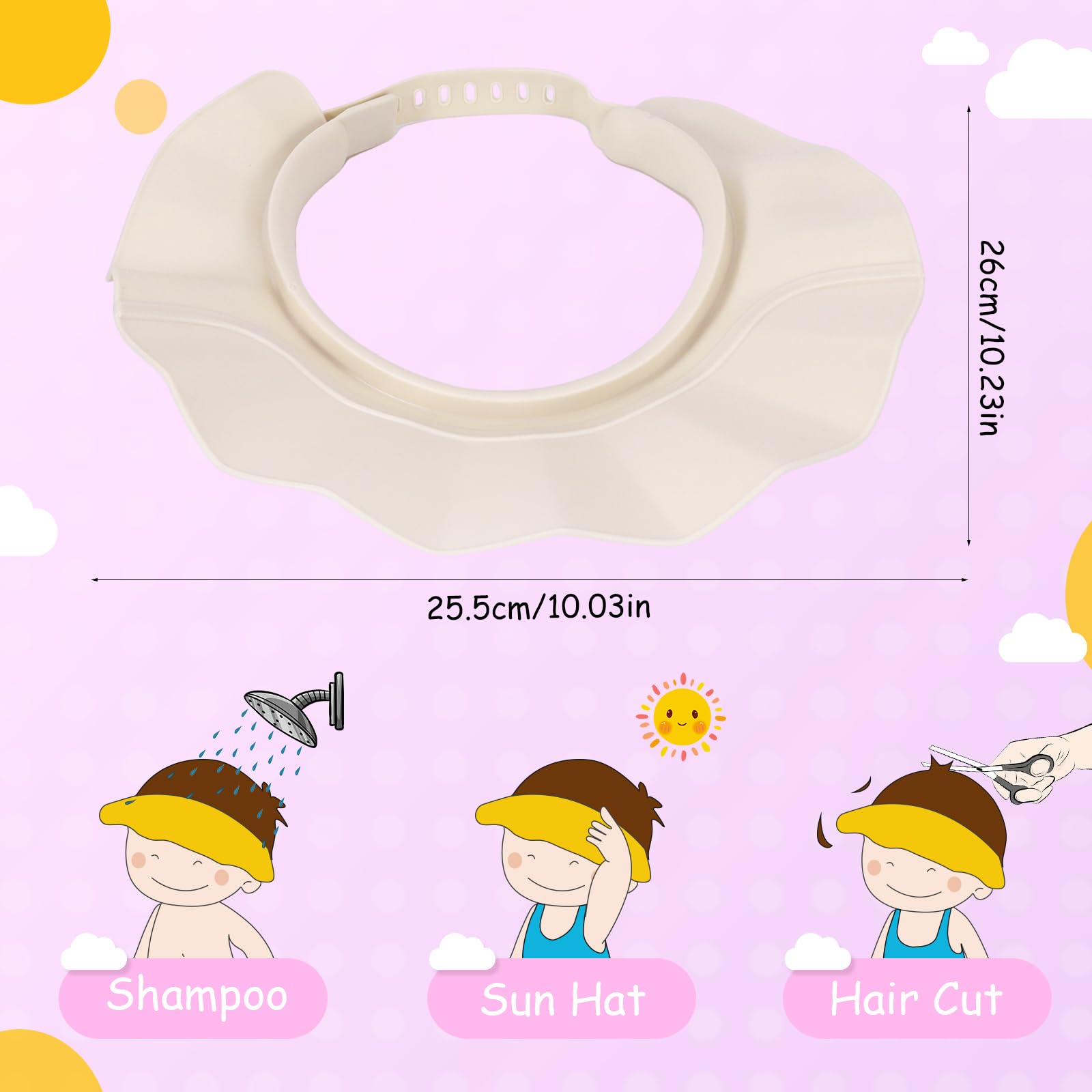 ZONJIE Baby Shower Cap, Kids Hair Washing Shield, Adjustable Bath Head Cap Visor for Washing Hair Safe Children Shampoo Cap - Image 4
