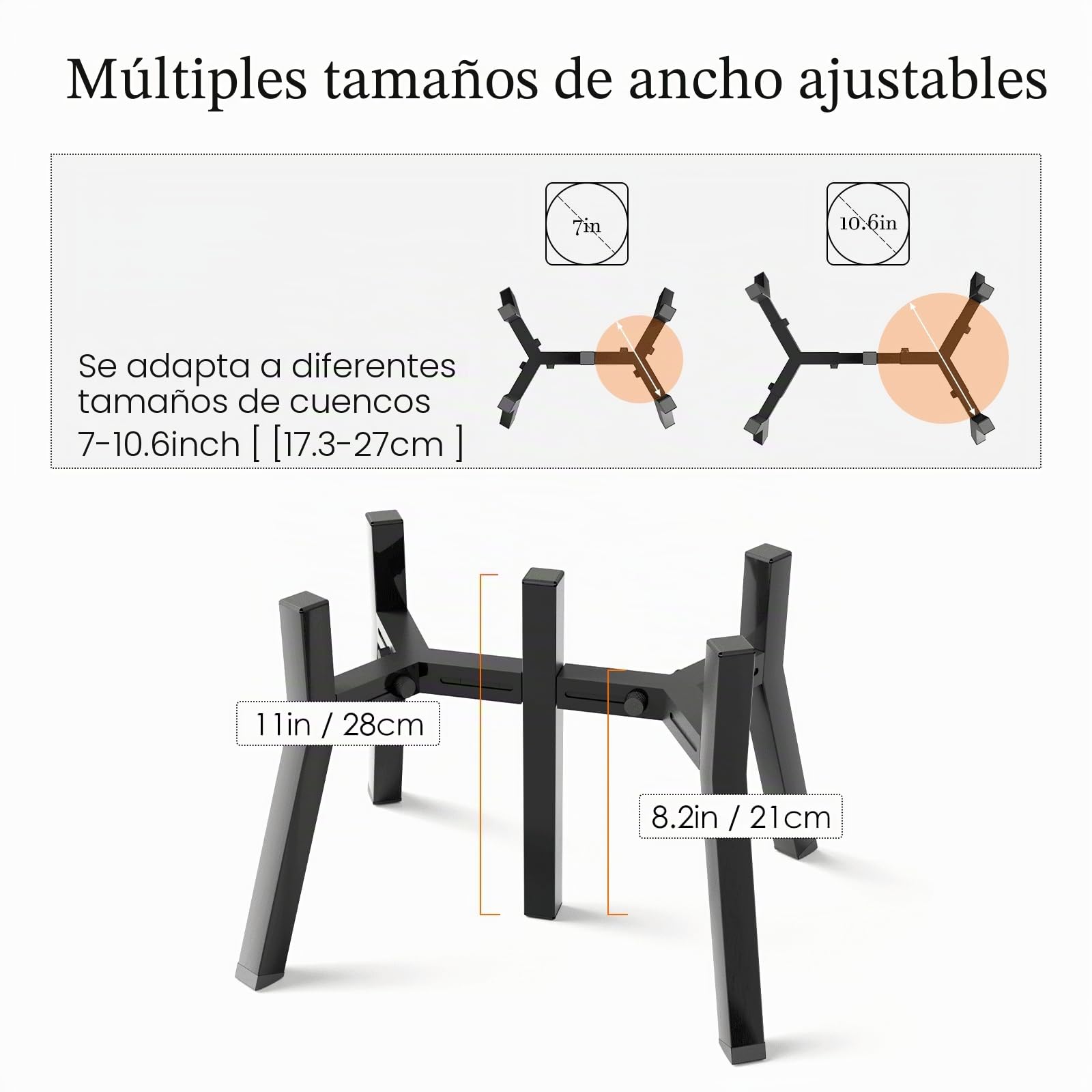 ADENGL Soporte para cuencos para perros medianos y grandes, cuencos elevados para perros, ancho ajustable para cuencos de perros de 18 a 27 cm de ancho, cuenco elevado para comida y agua para perros