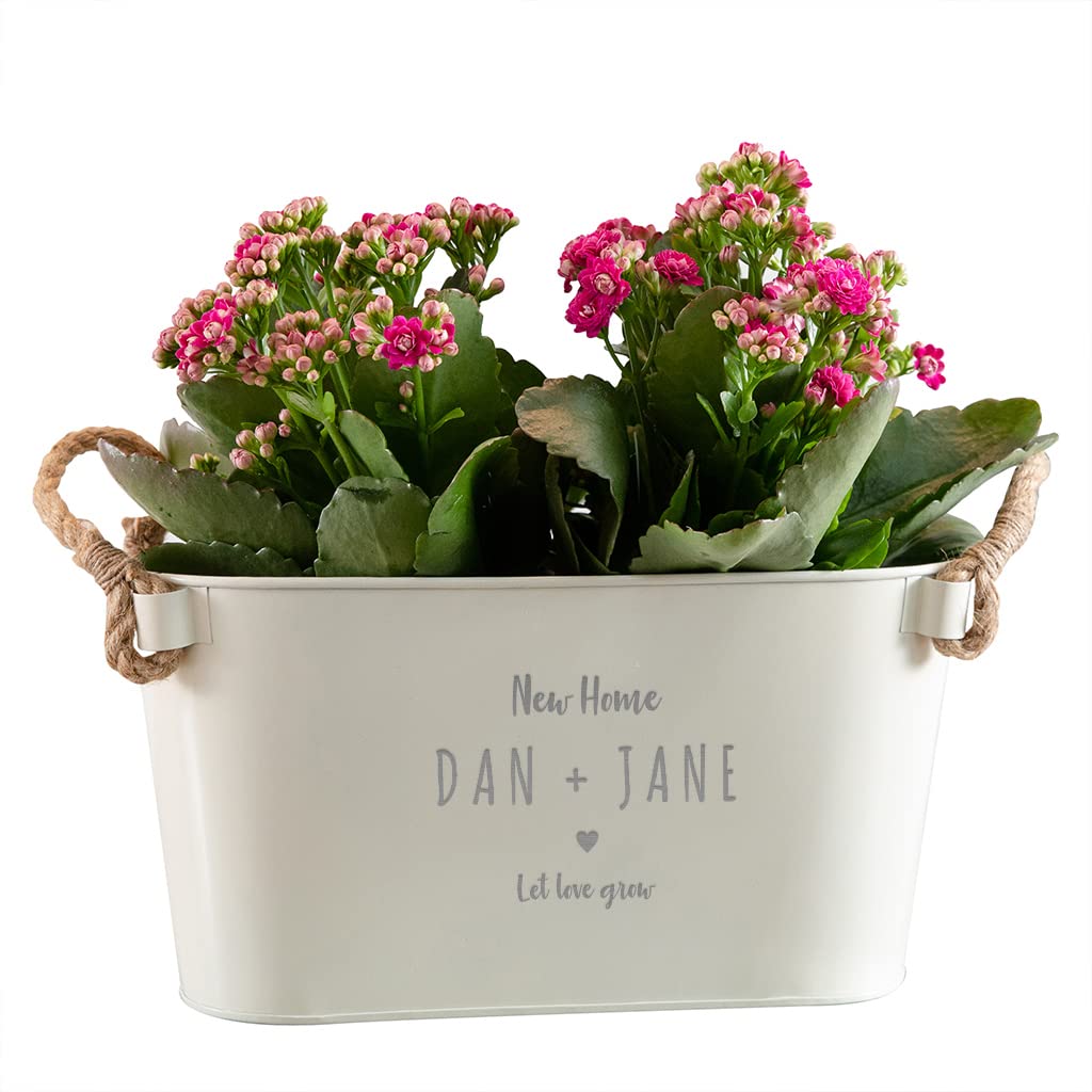 Personalised Enamel Planter - Couples Plant Gifts - Engraved Gardening Gifts for Men Women Couples - Unique Anniversary Present (Small Planter)