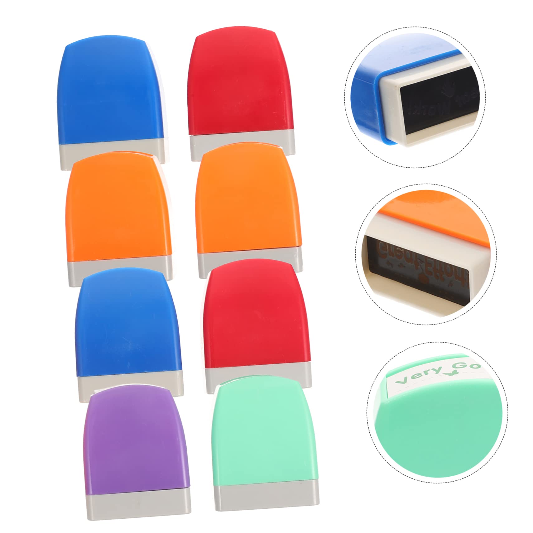 Set da 8 Timbri Scolastici Riutilizzabili per Insegnanti Motivi Incoraggianti in Inglese, Timbri Colorati per Commenti in Classe, Adatti per Attività Educative e Scrapbooking