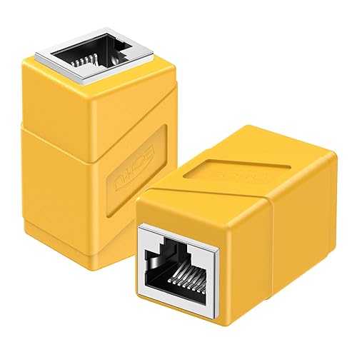 Acoplador RJ45, paquete de 2 adaptadores Ethernet hembra a hembra, adaptador extensor de cable Ethernet, modular recto de 8 pines, conectores de red