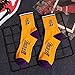 ROUNDER 3 Paires de Chaussettes de Sport en Coton Couple de Lettres Hautes Chaussettes de Basket-Ball Tube mi-Longueur-Jaune Lakers