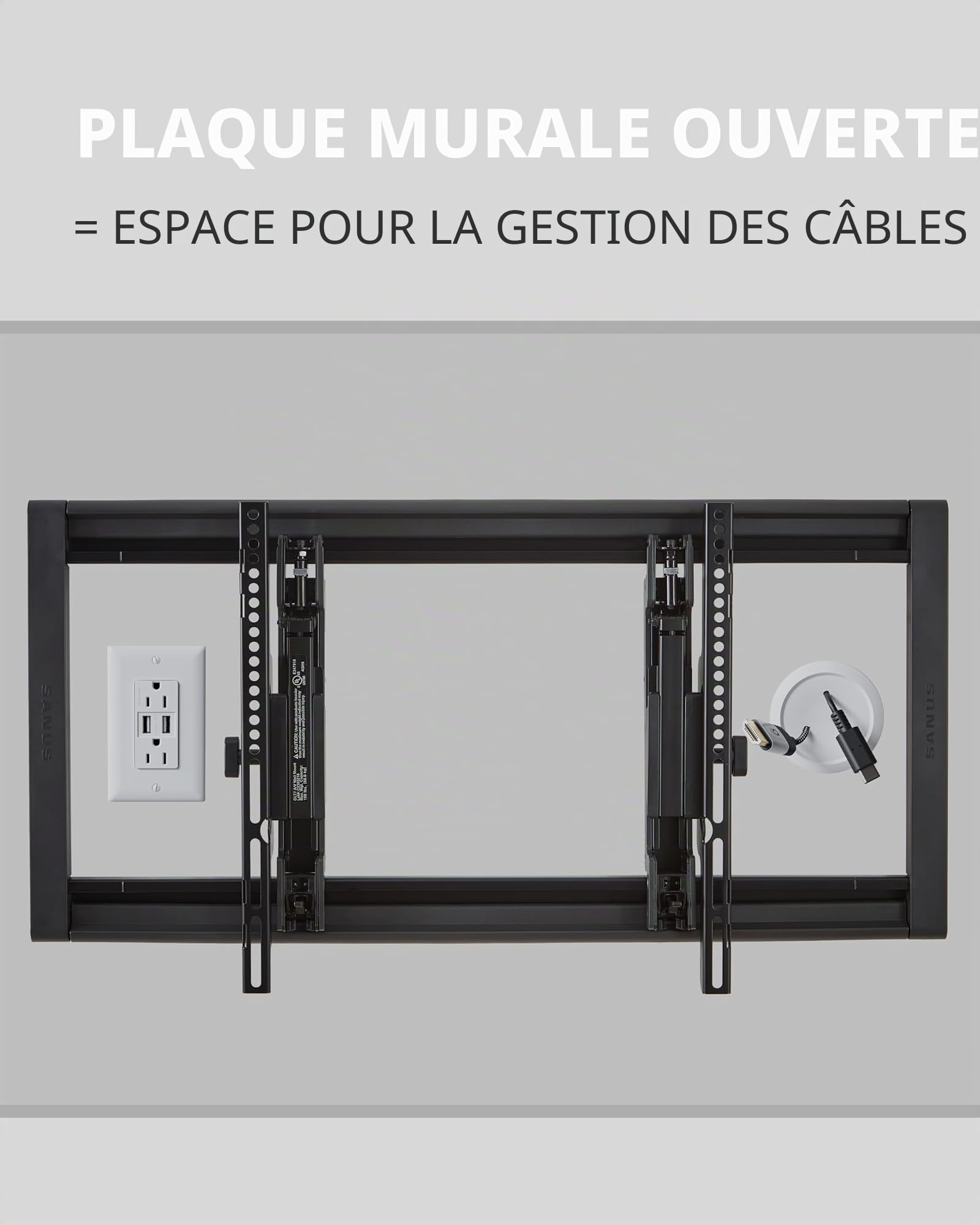SANUS OLT7 Support mural inclinable 4D pour la plupart des téléviseurs à écran plat de 42 à 228,6 cm – Support universel inclinable pour TV à écran plat de 40,6 cm, 45,7 cm, 228,6 cm, poids maximum 68